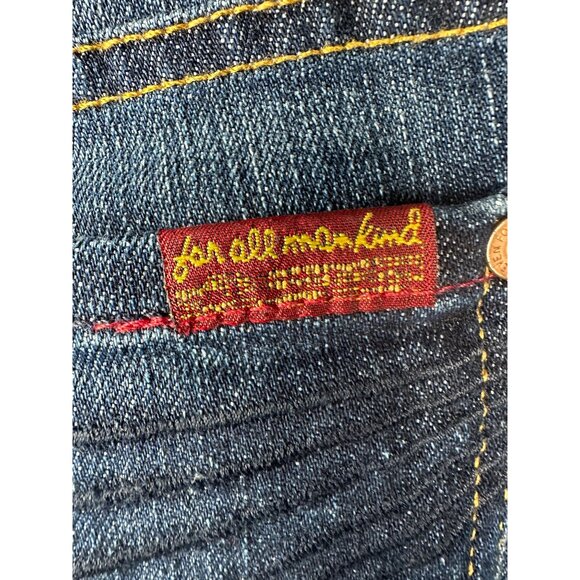 7 For All Mankind Dojo Womens Jeans Size 26x32 Low Rise Flare Stretch Boho - Picture 7 of 10